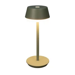 Terrassebelysning ^ Konstsmide LED-bordlampe Lyon, grøn/grå, IP54, dæmper, CCT, RGB