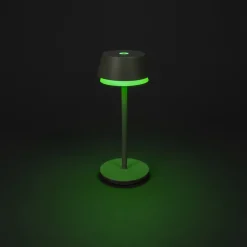 Terrassebelysning ^ Konstsmide LED-bordlampe Lyon, grøn/grå, IP54, dæmper, CCT, RGB