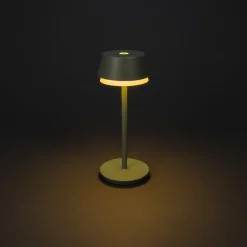 Terrassebelysning ^ Konstsmide LED-bordlampe Lyon, grøn/grå, IP54, dæmper, CCT, RGB
