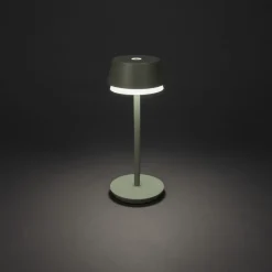 Terrassebelysning ^ Konstsmide LED-bordlampe Lyon, grøn/grå, IP54, dæmper, CCT, RGB
