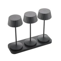 Sigor Dekorationsbelysning|Terrassebelysning > LED-bordlampe med batteri Facetta, 3-pak, sort, 22 cm, IP44