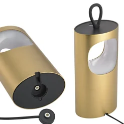 Sigor Dekorationsbelysning|Terrassebelysning > LED-bordlampe med batteri Lunari, guldfarvet 16 cm metal CCT IP44