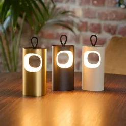 Sigor Dekorationsbelysning|Terrassebelysning > LED-bordlampe med batteri Lunari, guldfarvet 16 cm metal CCT IP44