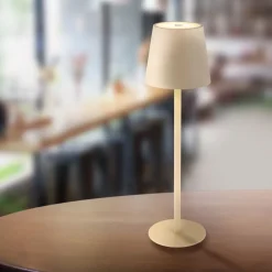Globo Dekorationsbelysning|Terrassebelysning > LED-bordlampe med batteri Vannie, sandfarvet, højde 36 cm, IP44