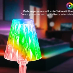 Dekorationsbelysning|Terrassebelysning ^ Briloner LED-bordlampe 7464010 RGB med fjernbetjening