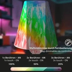 Dekorationsbelysning|Terrassebelysning ^ Briloner LED-bordlampe 7464010 RGB med fjernbetjening