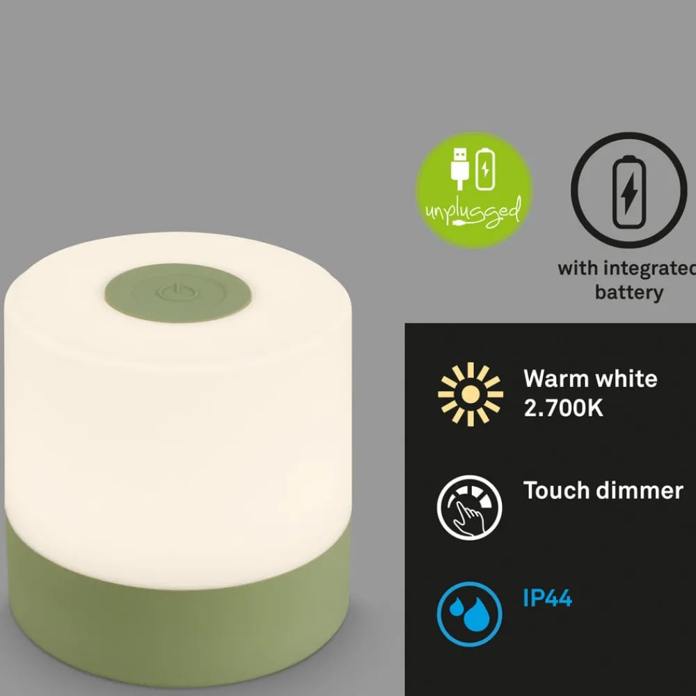 Briloner Dekorationsbelysning|Terrassebelysning > LED-bordlampe Smal, grøn, 2.700K, dæmpbar