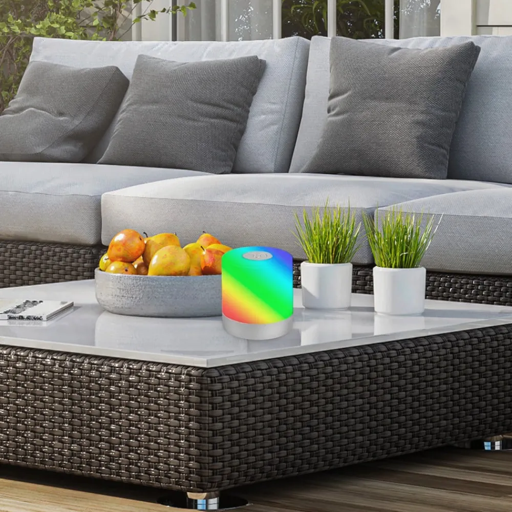 Briloner Dekorationsbelysning|Terrassebelysning > LED-bordlampe Smal, krom, RGBW, plast, 7 cm