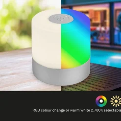 Briloner Dekorationsbelysning|Terrassebelysning > LED-bordlampe Smal, krom, RGBW, plast, 7 cm