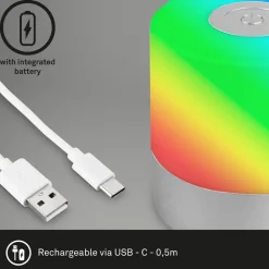 Briloner Dekorationsbelysning|Terrassebelysning > LED-bordlampe Smal, krom, RGBW, plast, 7 cm