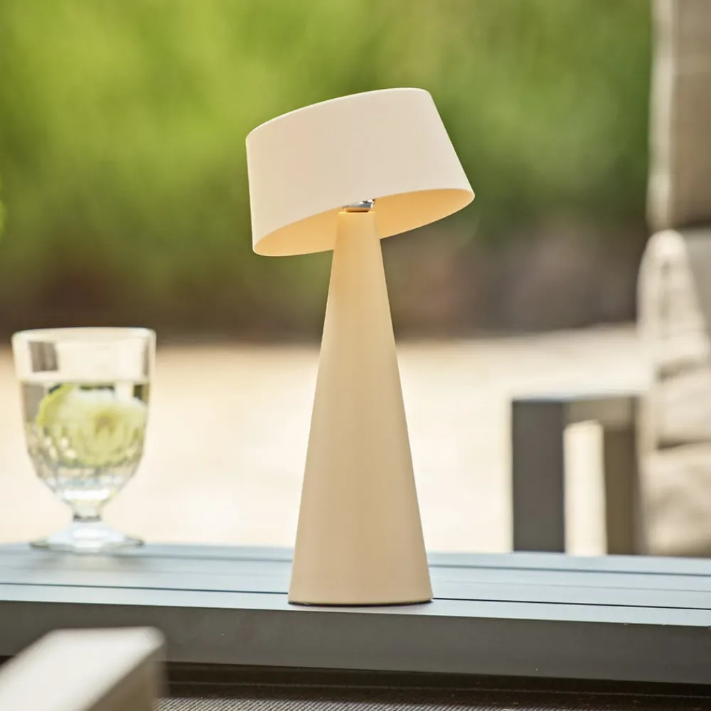 Sigor Solcellelamper > LED-bordlampe Solino, beige, solcelle/USB, 26 cm, IP44