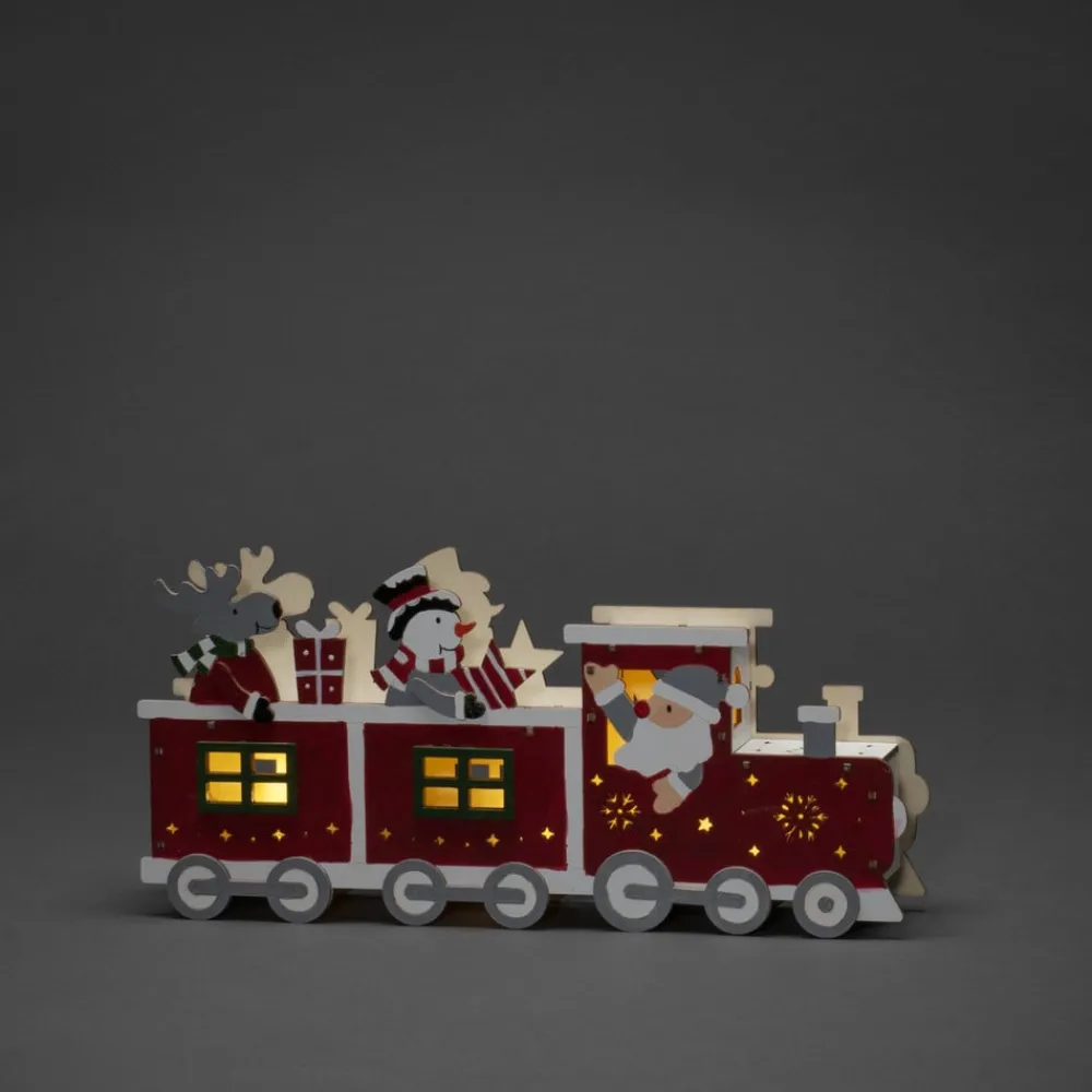 Konstsmide Christmas Dekorationsbelysning|Julepynt > LED-dekolampe, træsilhuet tog, batteri, USB