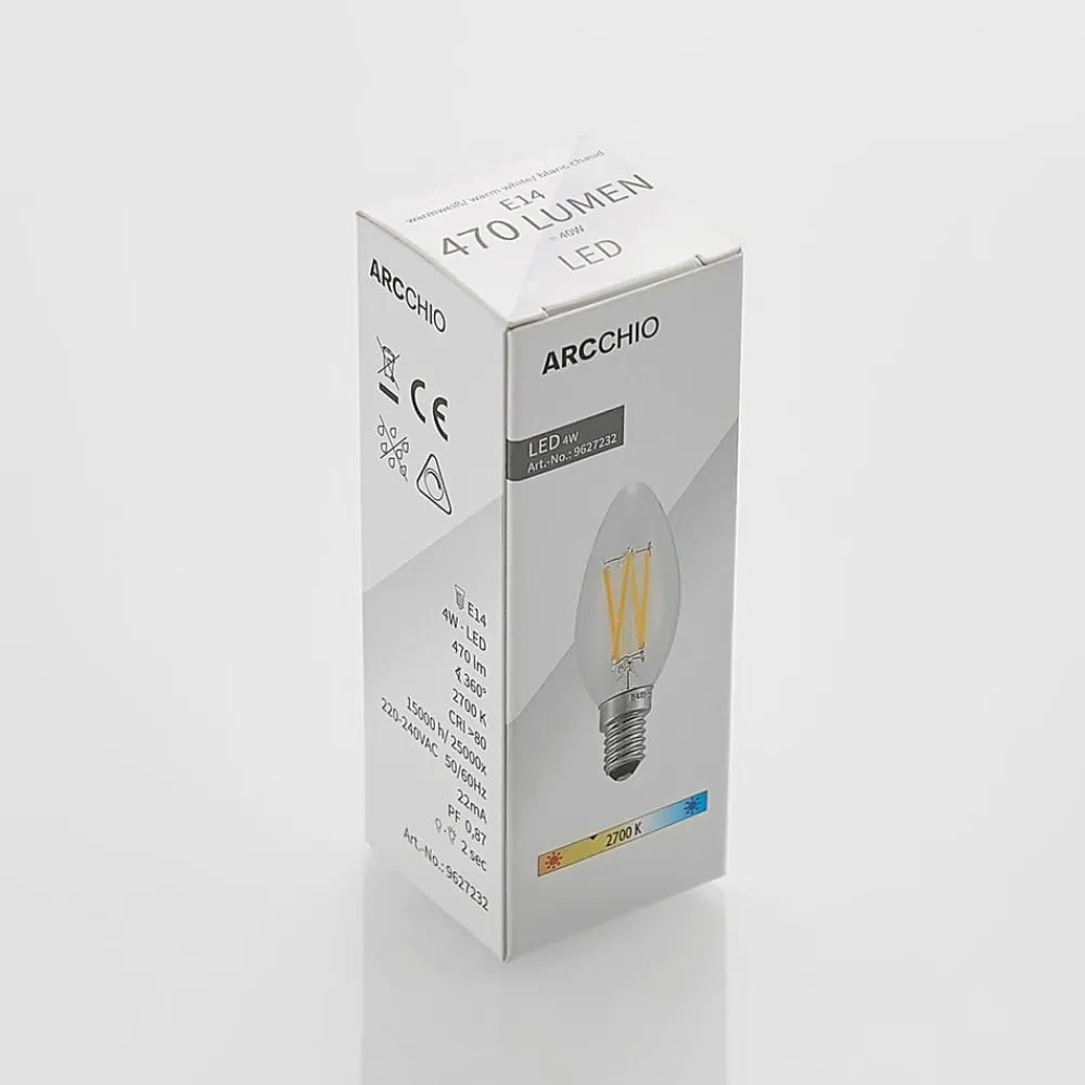 Arcchio Dæmpbar Led-Pære|Filament Pære > LED-filamentpære E14 4 W 827 kerte, dæmpes, 5 stk
