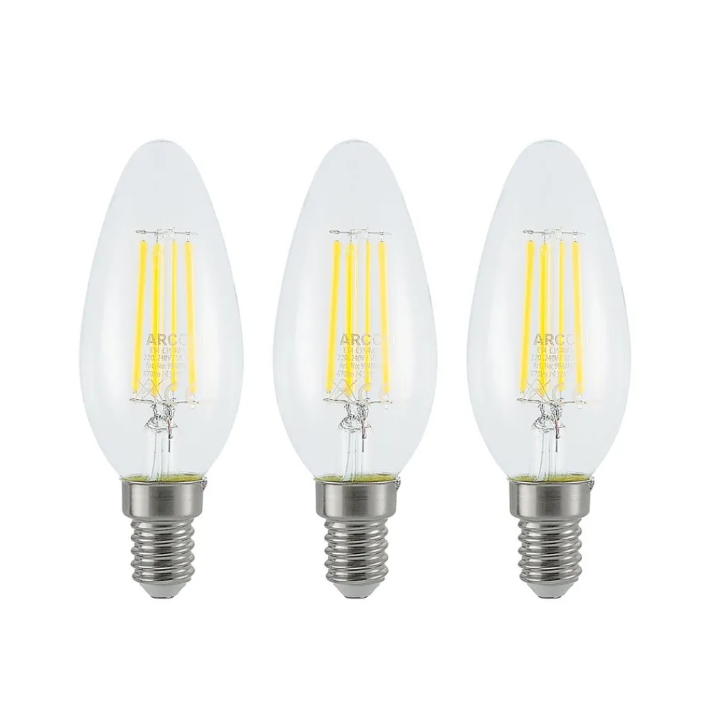 Dæmpbar Led-Pære|Filament Pære ^ Arcchio LED-filamentpære E14 4 W 827 3-trins-dæmper, 3 stk