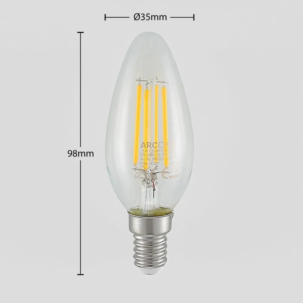 Dæmpbar Led-Pære|Filament Pære ^ Arcchio LED-filamentpære E14 4 W 827 3-trins-dæmper, 3 stk