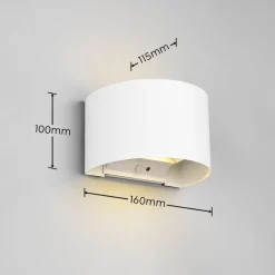 Reality Leuchten Væglampe Med Sensor|Væglamper > LED genopladelig udendørs væglampe Talent, hvid, bredde 16 cm, sensor