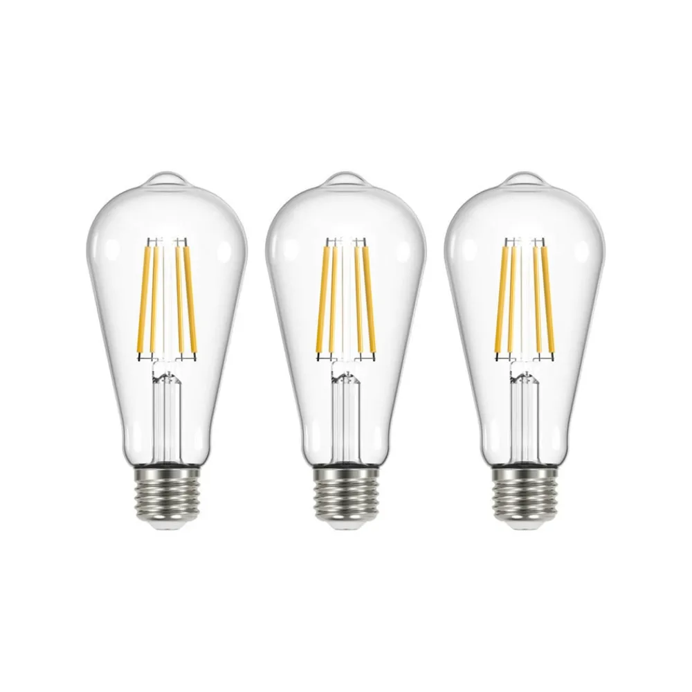 Filament Pære|Led Pærer ^ Arcchio LED glødepære klar E27 3,8W 2700K 806lm sæt med 3 stk
