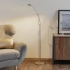 Gulvlamper|Gulvlamper ^ Knapstein LED-gulvlampe Carl, nikkelfarvet, justerbar, dæmpbar