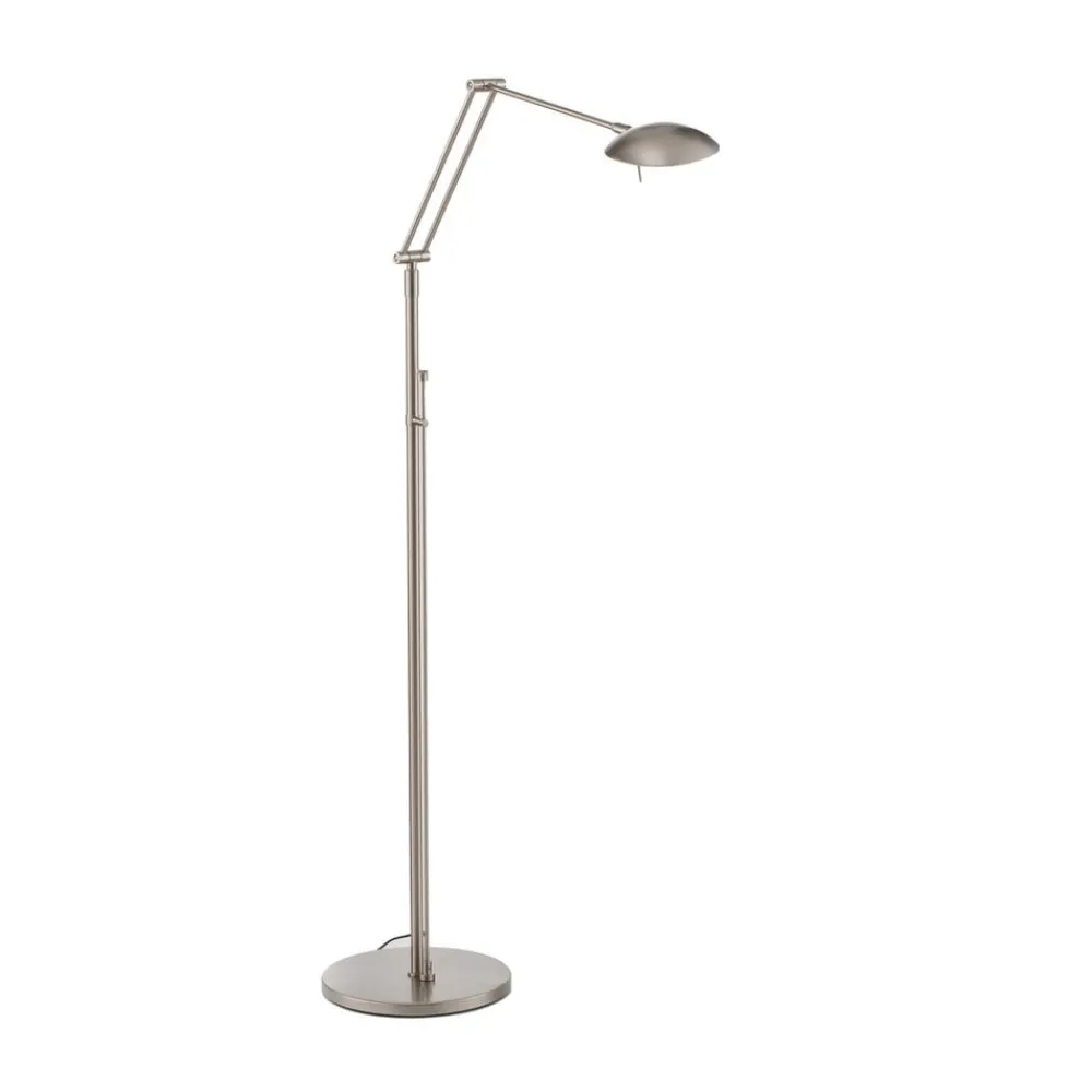 Gulvlamper|Gulvlamper ^ Knapstein LED-gulvlampe Carl, nikkelfarvet, justerbar, dæmpbar