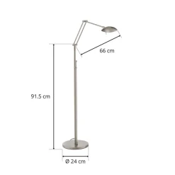 Gulvlamper|Gulvlamper ^ Knapstein LED-gulvlampe Carl, nikkelfarvet, justerbar, dæmpbar
