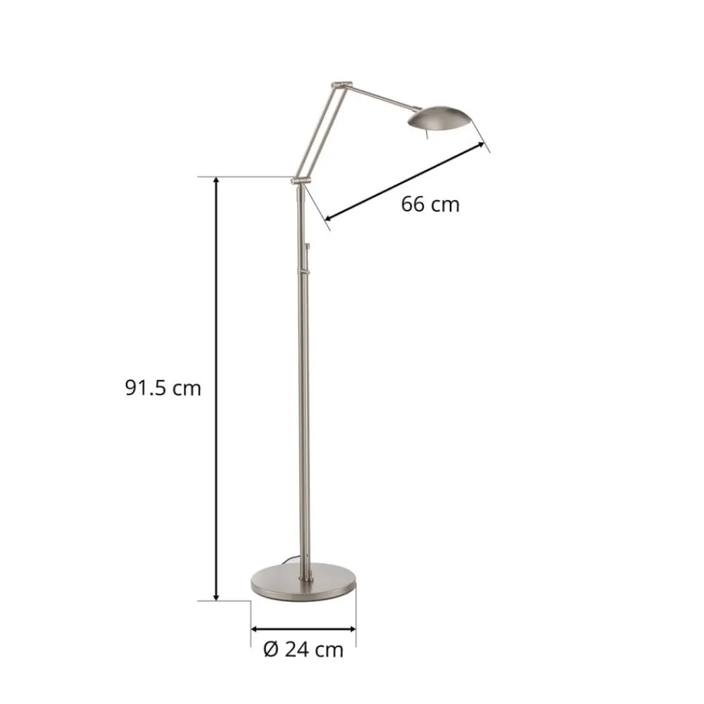 Gulvlamper|Gulvlamper ^ Knapstein LED-gulvlampe Carl, nikkelfarvet, justerbar, dæmpbar