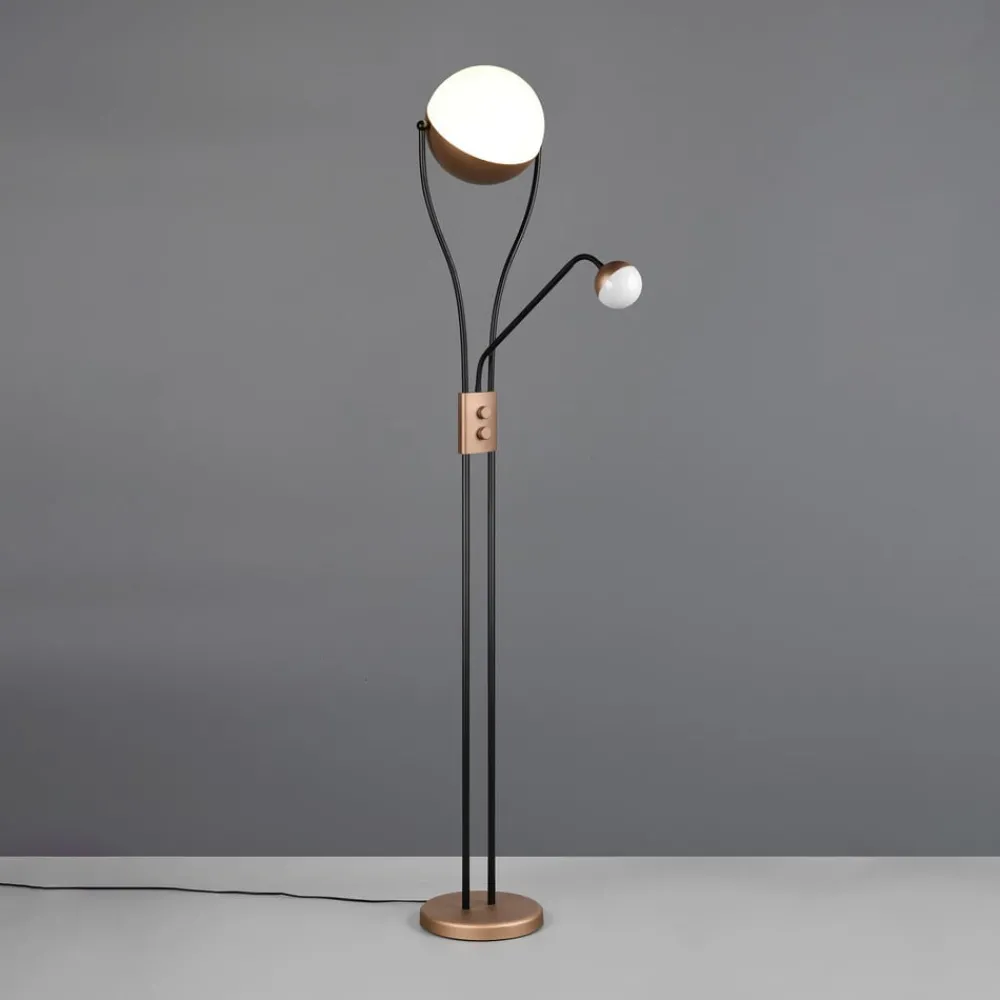 Gulvlamper|Gulvlamper ^ Trio Lighting LED-gulvlampe Chris, kaffe, metal, læselampe, dæmper