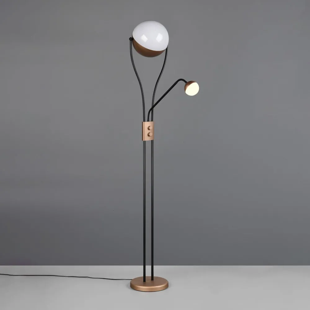 Gulvlamper|Gulvlamper ^ Trio Lighting LED-gulvlampe Chris, kaffe, metal, læselampe, dæmper