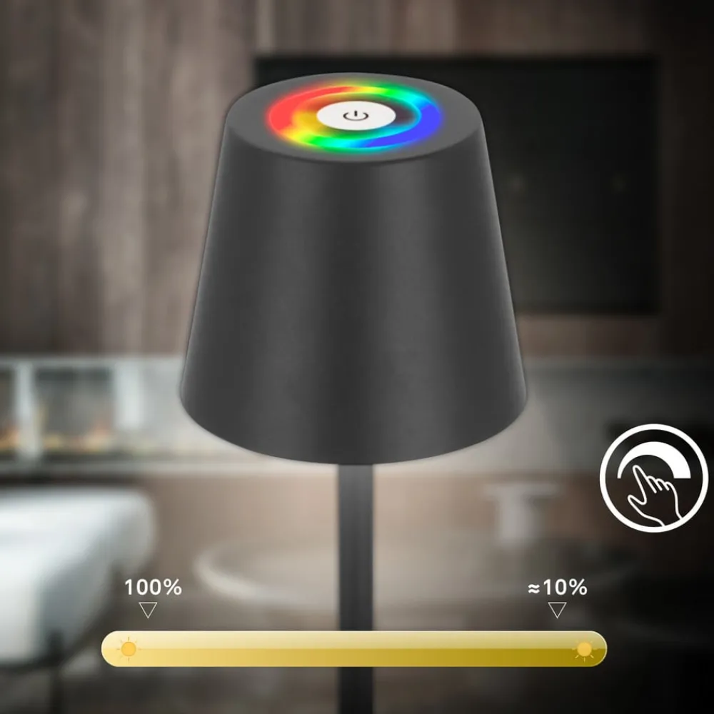 Briloner Gulvlamper|Gulvlamper > LED-gulvlampe Coloris, sort, RGB, dæmper, IP44, USB