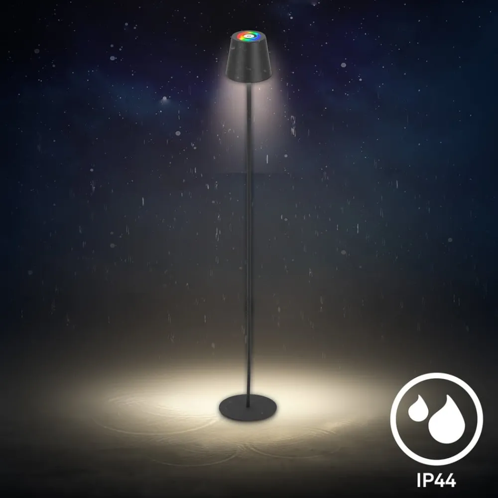 Briloner Gulvlamper|Gulvlamper > LED-gulvlampe Coloris, sort, RGB, dæmper, IP44, USB