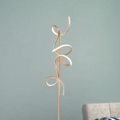 JUST LIGHT. GmbH Gulvlamper|Gulvlamper > LED-gulvlampe Curls, messing, metal, 156 cm høj, dæmpbar