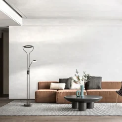 FISCHER & HONSEL Gulvlamper|Gulvlamper > LED-gulvlampe Davos, sort, højde 180 cm, 2 lyskilder, CCT