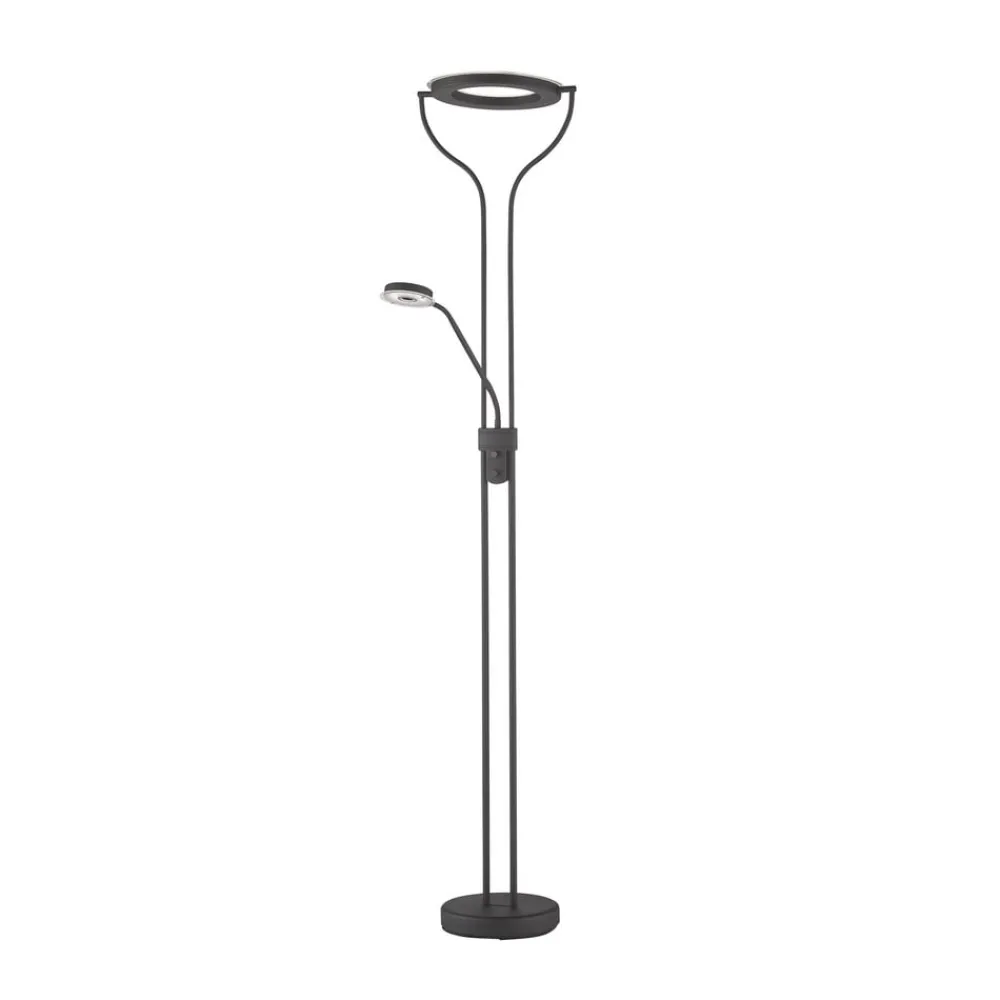 FISCHER & HONSEL Gulvlamper|Gulvlamper > LED-gulvlampe Davos, sort, højde 180 cm, 2 lyskilder, CCT