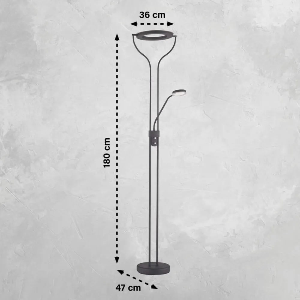 FISCHER & HONSEL Gulvlamper|Gulvlamper > LED-gulvlampe Davos, sort, højde 180 cm, 2 lyskilder, CCT