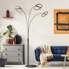 Gulvlamper|Gulvlamper ^ Globo LED-gulvlampe Della, højde 190 cm, sort/mørkegrå, 3 lyskilder.
