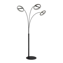 Gulvlamper|Gulvlamper ^ Globo LED-gulvlampe Della, højde 190 cm, sort/mørkegrå, 3 lyskilder.
