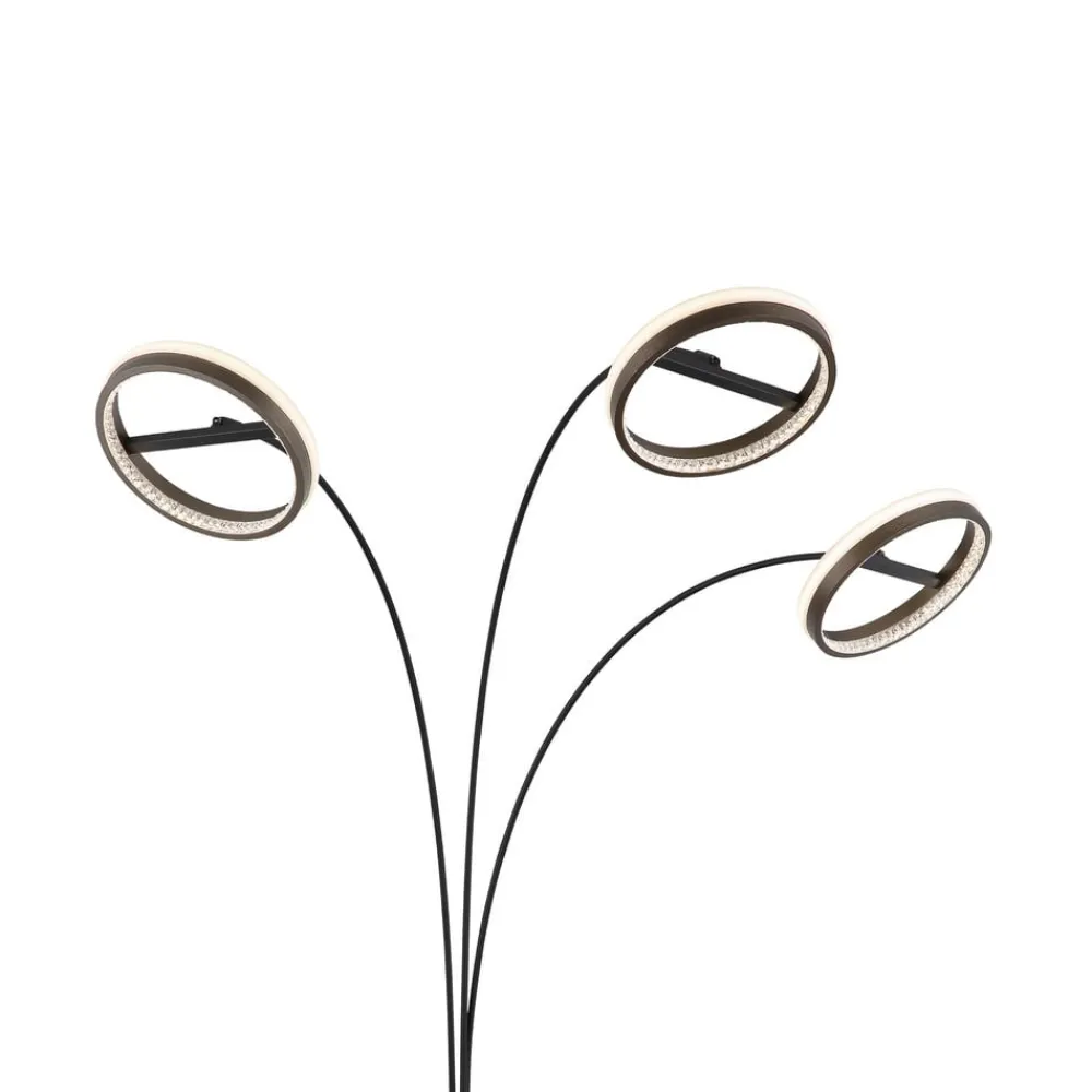 Gulvlamper|Gulvlamper ^ Globo LED-gulvlampe Della, højde 190 cm, sort/mørkegrå, 3 lyskilder.