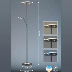 FISCHER & HONSEL Gang|Gulvlamper > LED-gulvlampe Dent, sort, 180 cm, CCT, 2 lyskilder