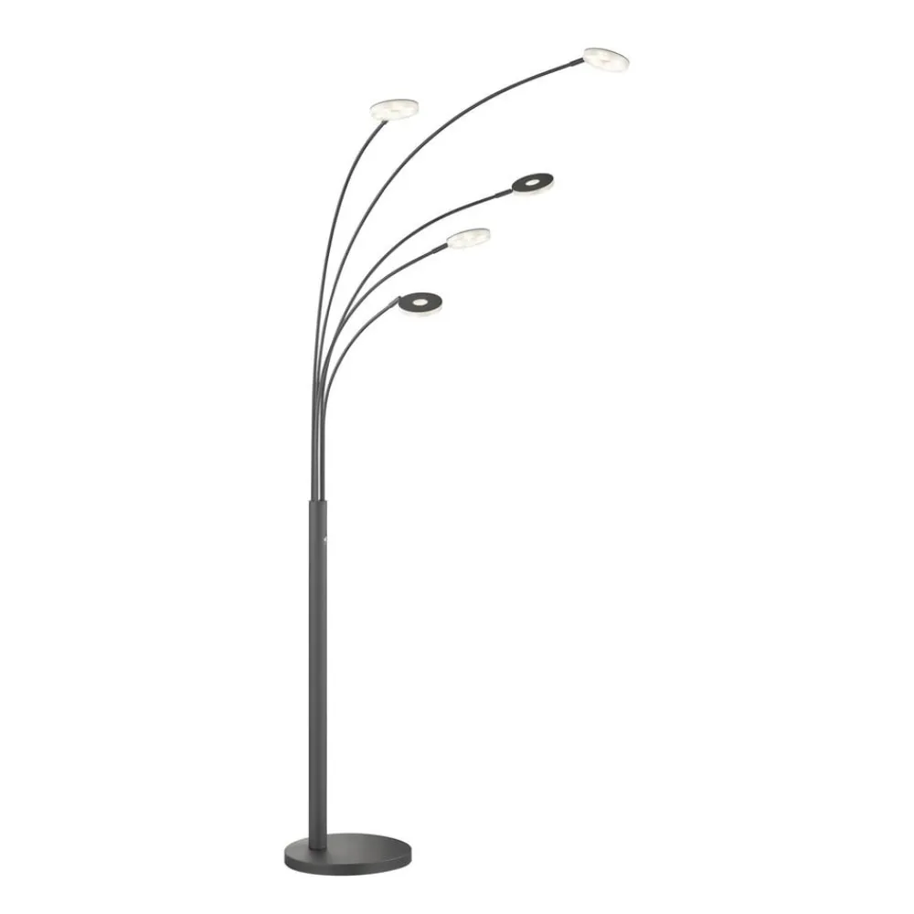 FISCHER & HONSEL Gulvlamper|Gulvlamper > LED-gulvlampe Dent, sort, 225 cm, metal, CCT, 5 lyskilder.