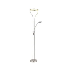 Globo Gulvlamper|Gulvlamper > LED-gulvlampe Ebro, højde 194 cm, nikkelfarvet, 2-lys.