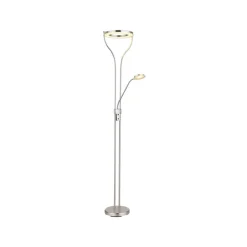 Globo Gulvlamper|Gulvlamper > LED-gulvlampe Ebro, højde 194 cm, nikkelfarvet, 2-lys.