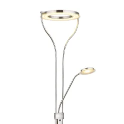 Globo Gulvlamper|Gulvlamper > LED-gulvlampe Ebro, højde 194 cm, nikkelfarvet, 2-lys.