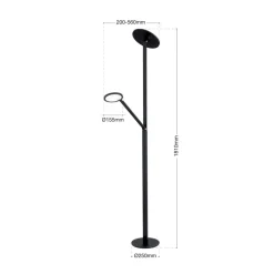 ORION Gulvlamper|Gulvlamper > LED-gulvlampe Fati, højde 181 cm, aluminium, læselampe, dæmper, CCT