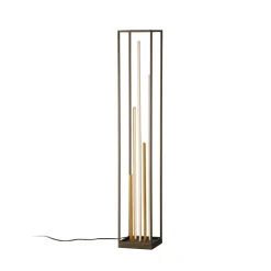 Gulvlamper ^ FISCHER & HONSEL LED-gulvlampe Grid, sort/guld, metal, CCT, dæmpbar