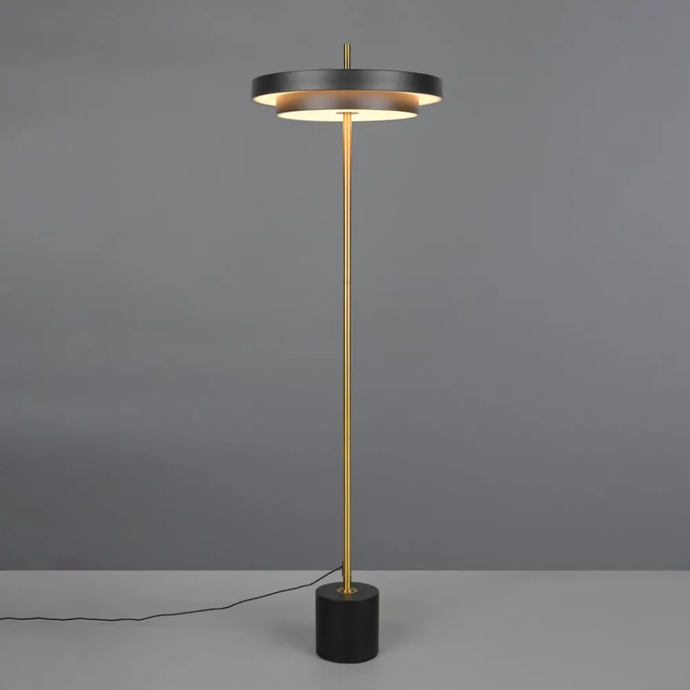 Trio Lighting Gulvlamper > LED-gulvlampe Keaton, sort/guldfarvet, højde 138 cm, CCT