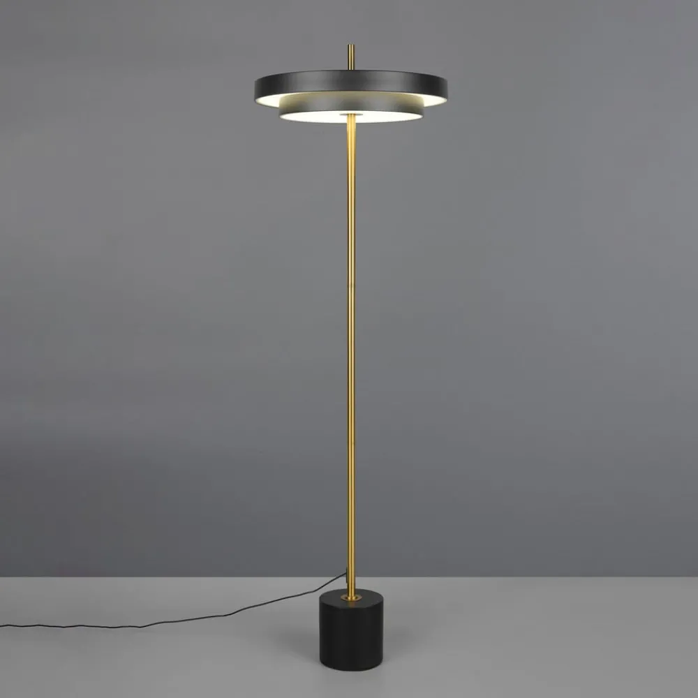 Trio Lighting Gulvlamper > LED-gulvlampe Keaton, sort/guldfarvet, højde 138 cm, CCT