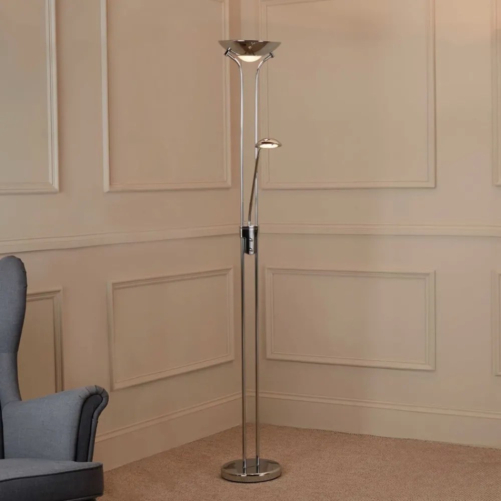 Searchlight Gulvlamper|Gulvlamper > LED-gulvlampe Mor & Barn, krom, læselampe, dæmpbar