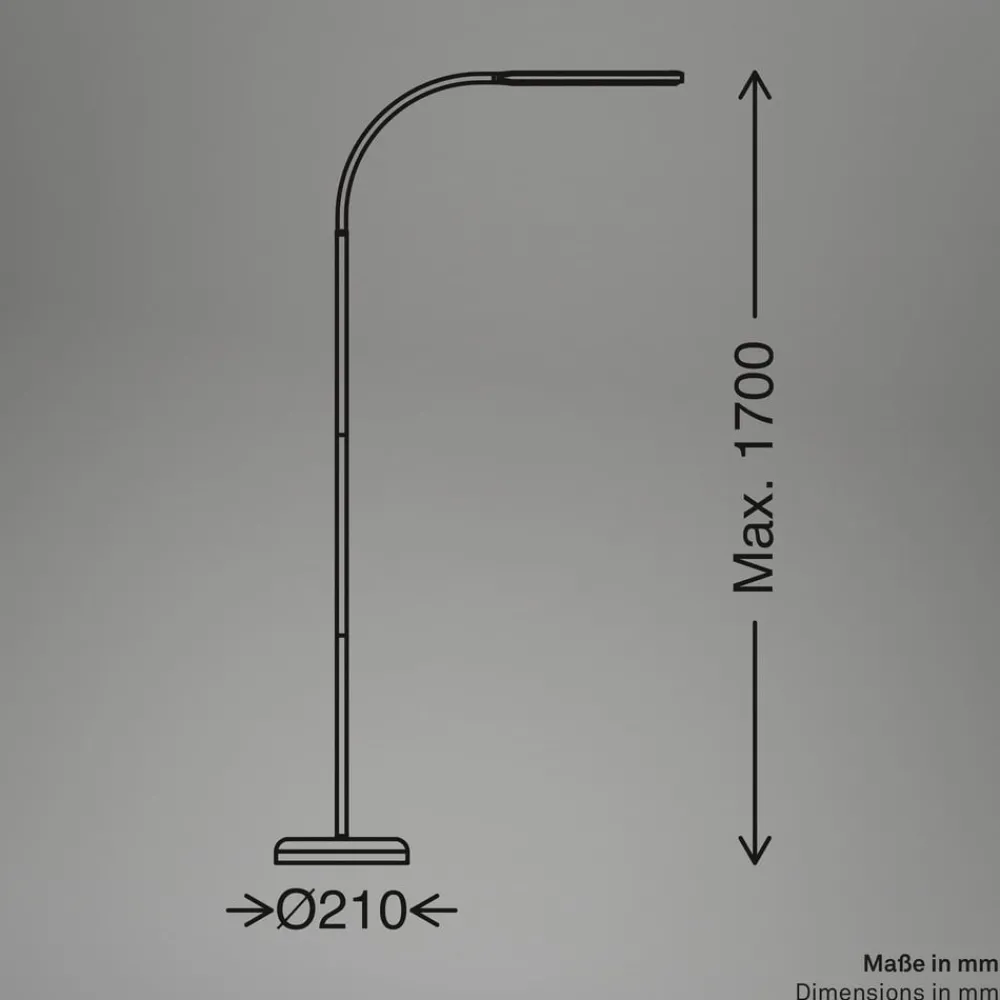 Briloner Arbejdsrum/Kontor|Gulvlamper > LED-gulvlampe Mura, hvid, højde 170 cm, metal, touch-dimmer