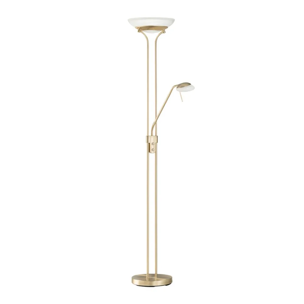FISCHER & HONSEL Gulvlamper|Gulvlamper > LED-gulvlampe Pool, messingfarvet, højde 182 cm, 2 lyskilder.