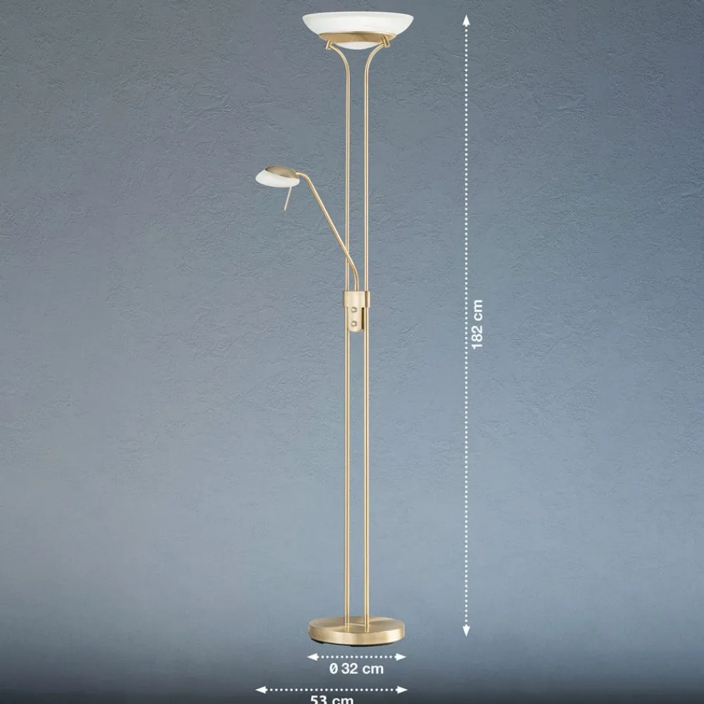 FISCHER & HONSEL Gulvlamper|Gulvlamper > LED-gulvlampe Pool, messingfarvet, højde 182 cm, 2 lyskilder.