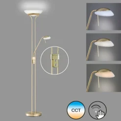 FISCHER & HONSEL Gulvlamper|Gulvlamper > LED-gulvlampe Pool, messingfarvet, højde 182 cm, 2 lyskilder.